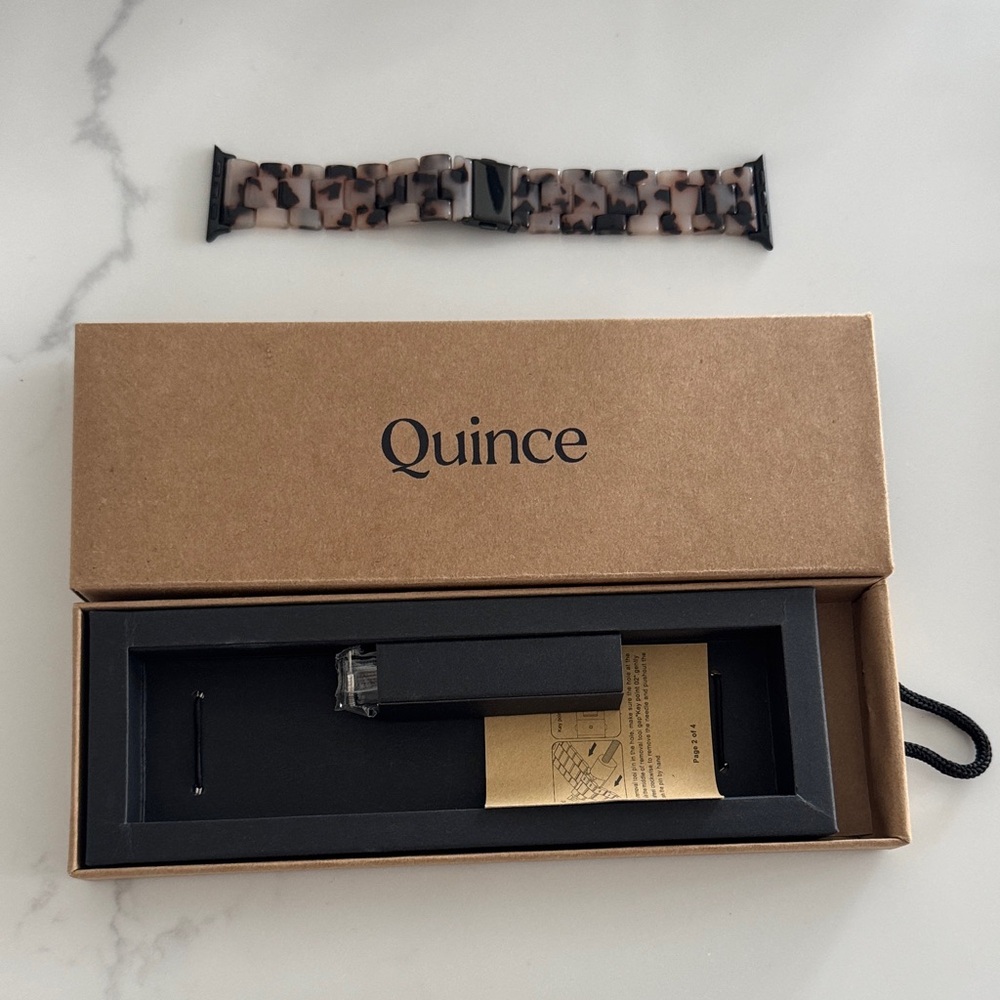 Quince Beige and Black Tortoiseshell Resin Watch Strap
